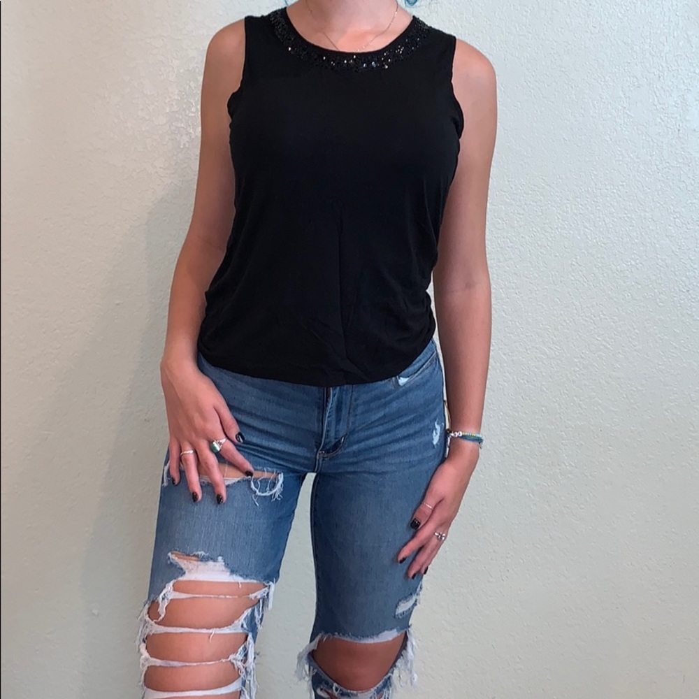 Black Sequin Tank Top